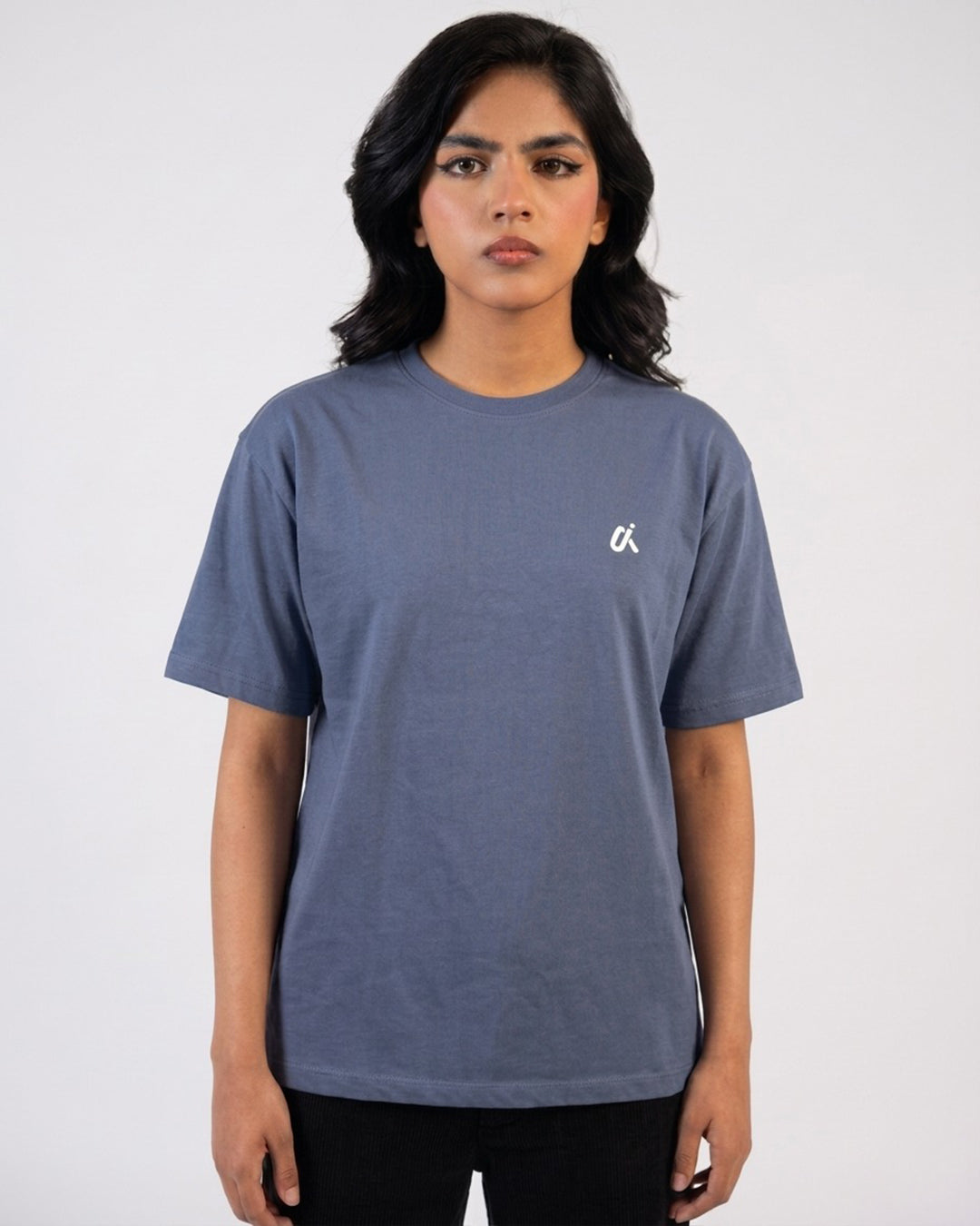 Dusty Blue Oversized Crew Neck T-Shirt S11