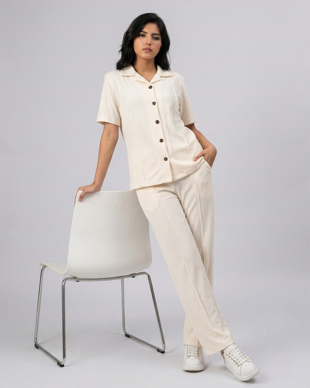 Ivory White Safari Tracksuit Set A4
