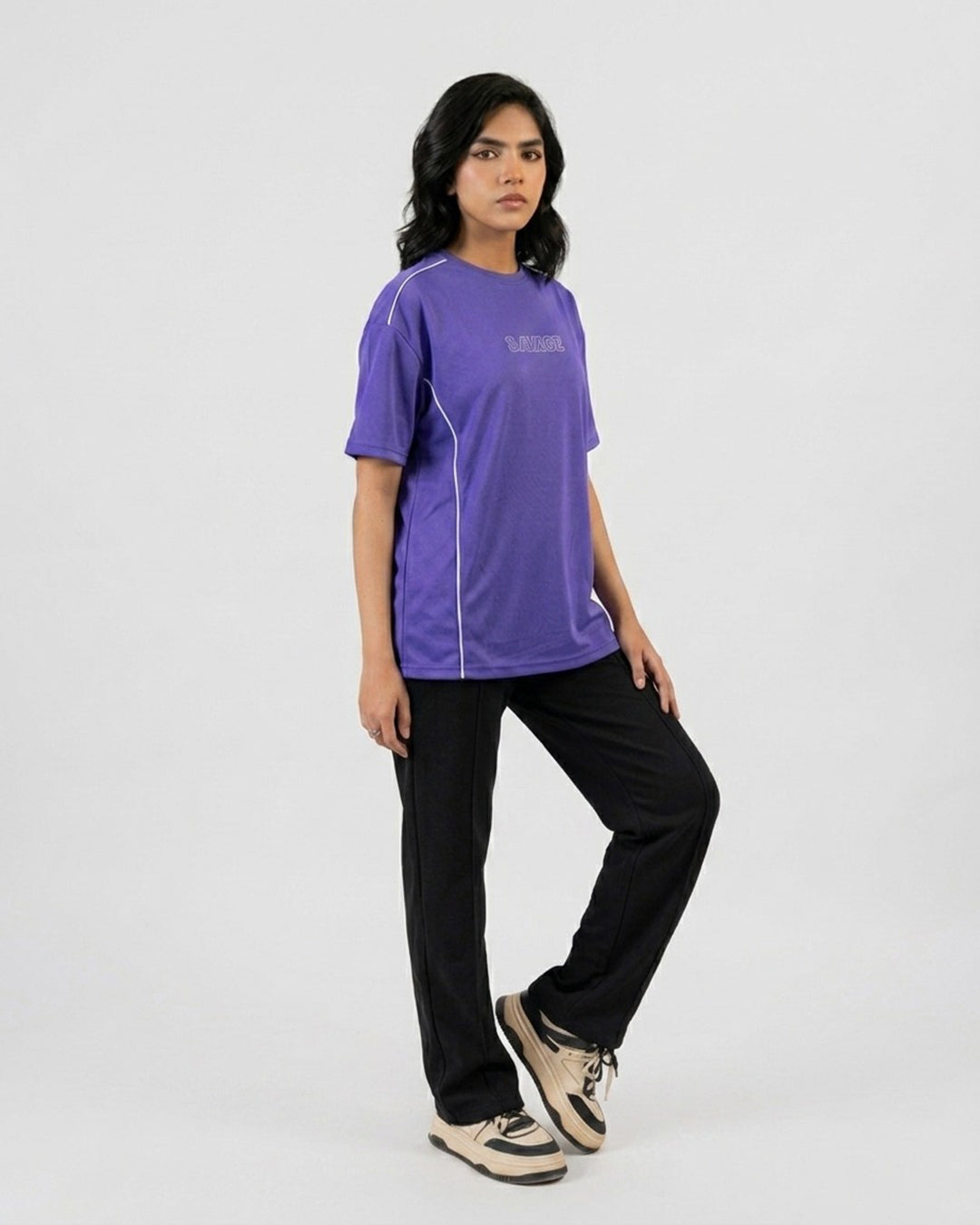 Purple Graphic Panel T-Shirt S12