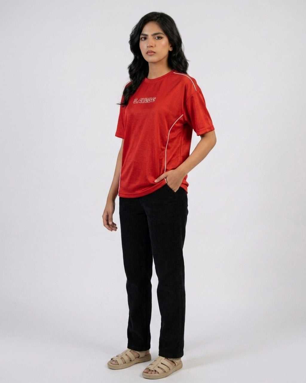 Red Graphic Panel T-Shirt S13