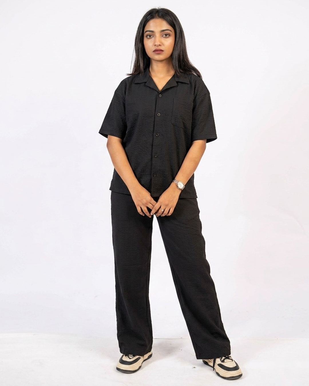 Classic Black Safari Tracksuit Set A3