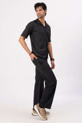 Waffle Black Half-Sleeve Safari Suit for Men – Stylish Summer Safari Suit in Pakistan B1