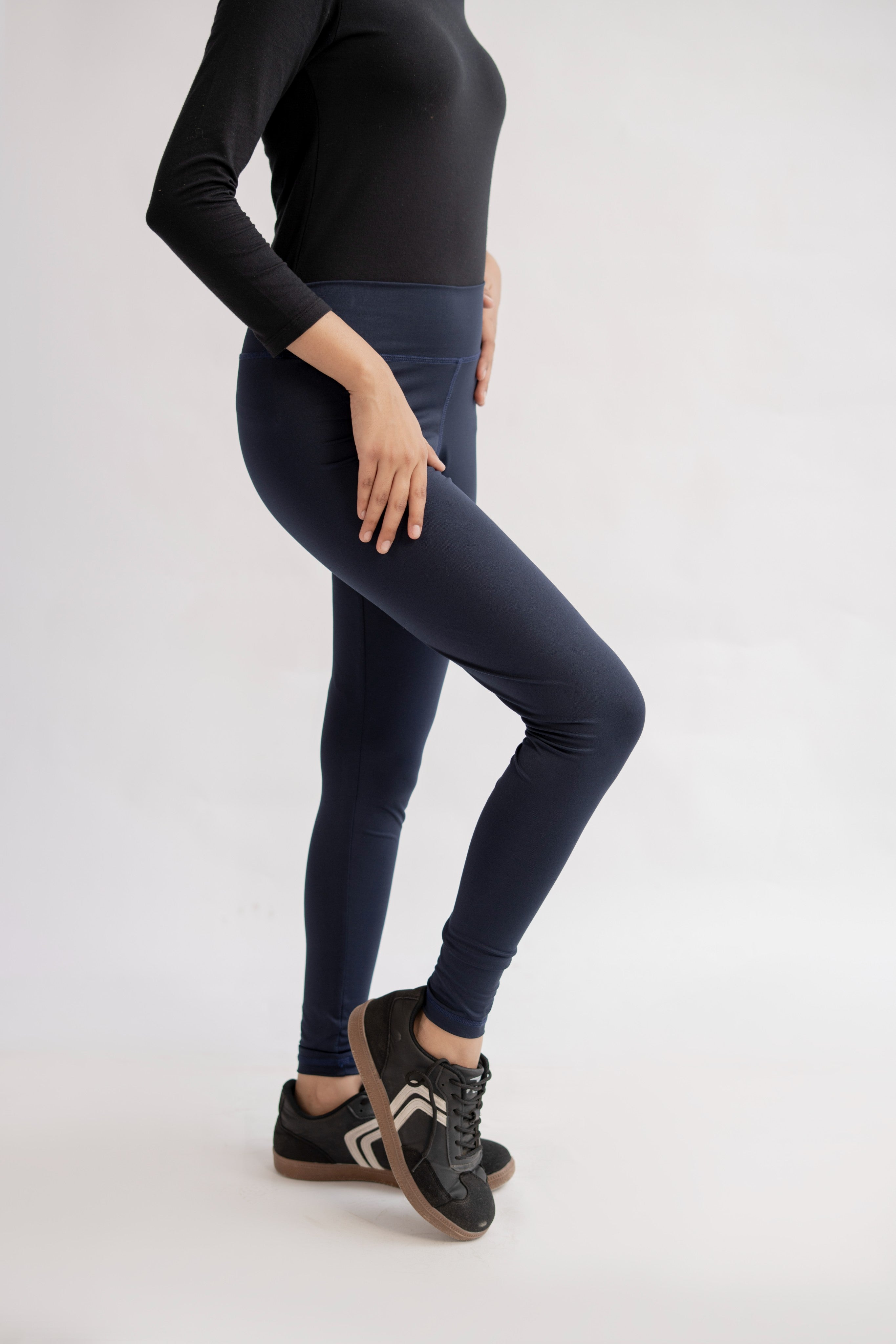 Pack of 4 Premium Slim Fit Tights + Free T-Shirt (Navy Blue, Black, Olive Green, Charcol) E8