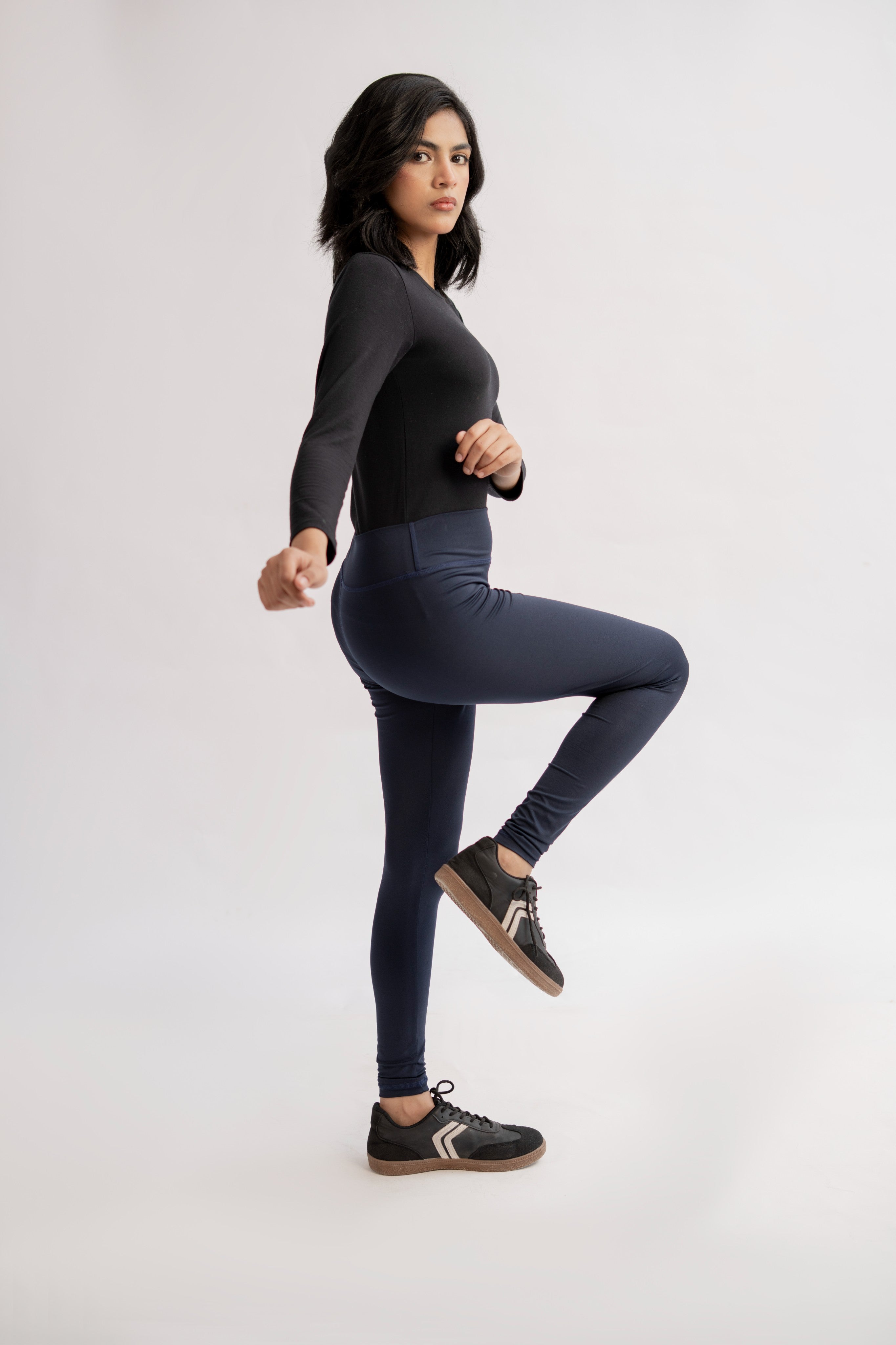 Pack of 4 Premium Slim Fit Tights + Free T-Shirt (Navy Blue, Black, Olive Green, Charcol) E8