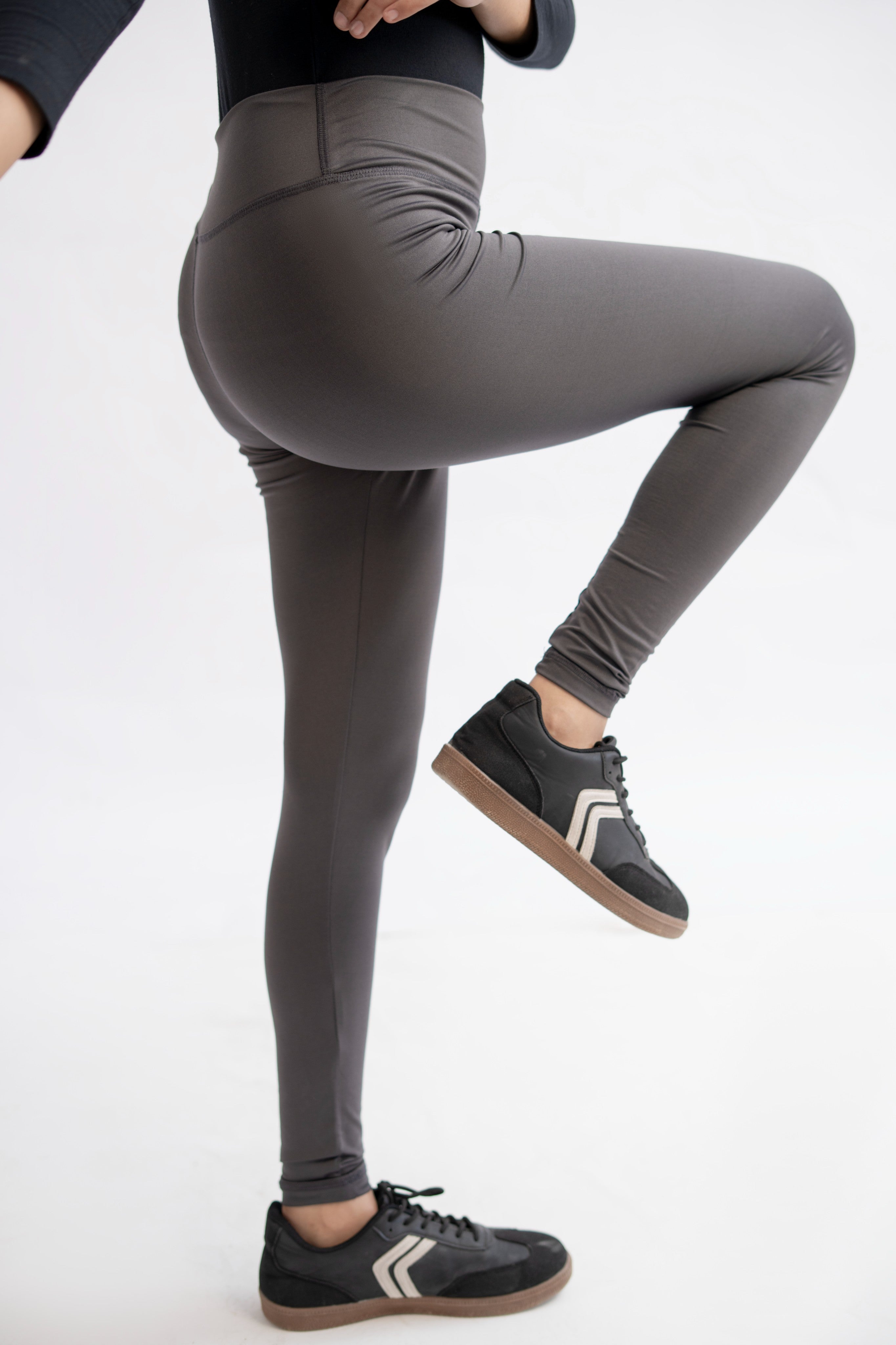 Pack of 2 Premium Slim Fit Tights + Free T-Shirt(Olive Green & Charcol Grey) E6