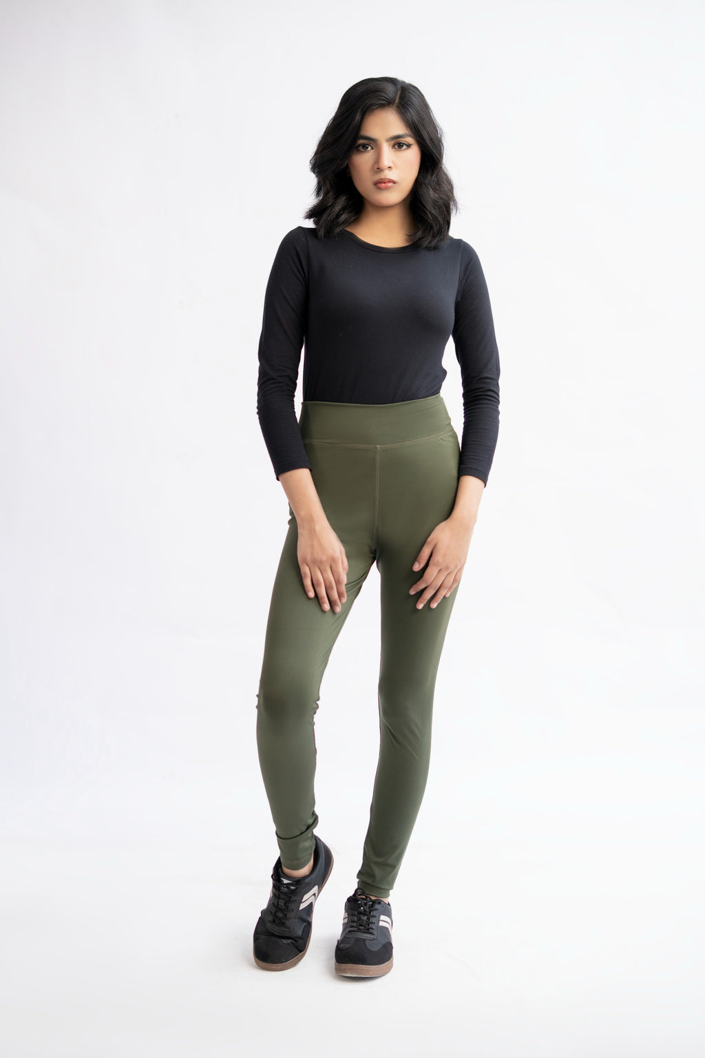 LB-Stylish Olive Green Tights E2 | Premium Sports & Casual Leggings for Ladies