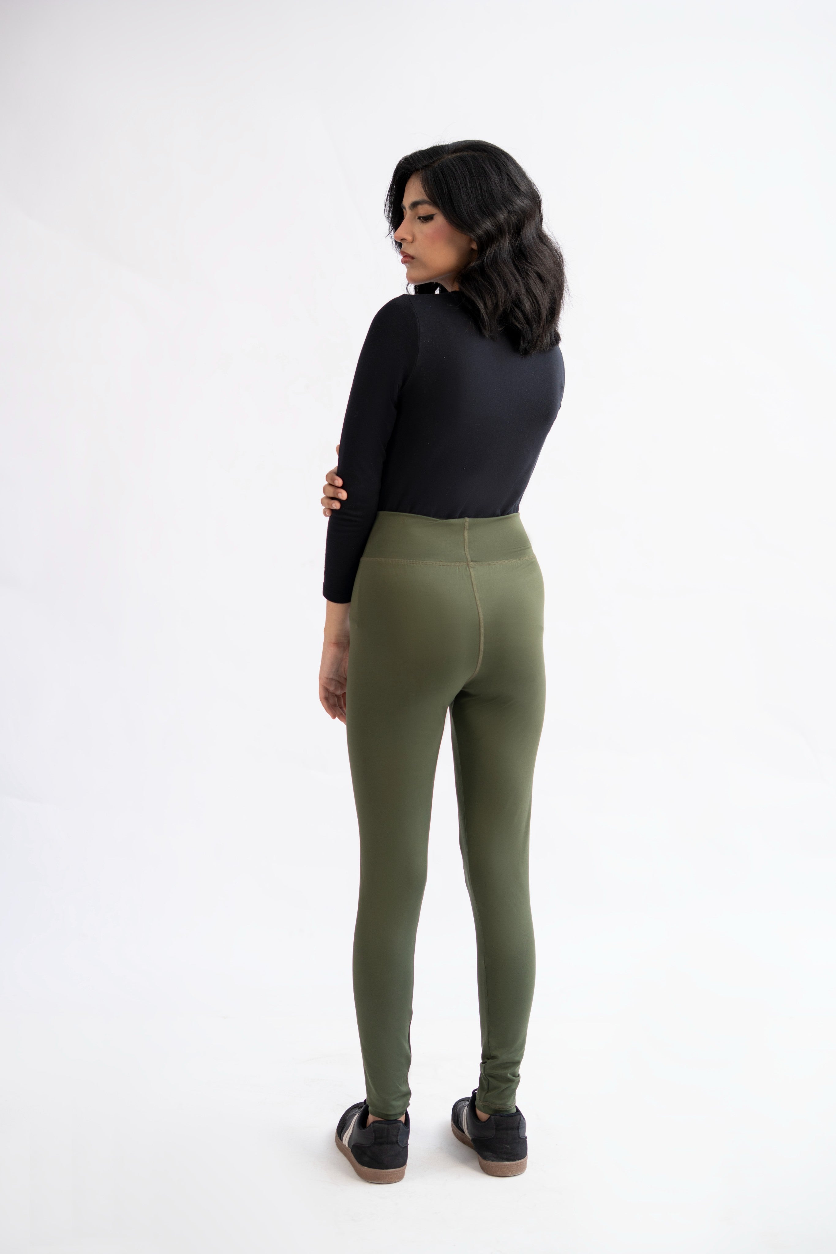 LB-Stylish Olive Green Tights E2 | Premium Sports & Casual Leggings for Ladies