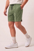 Olive Green Striped Athleisure Shorts X2