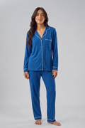 Royal Blue Loose Ribbed Sleepwear Set R1