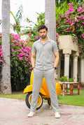 Silver Half-Sleeve Safari Suit for Men B10