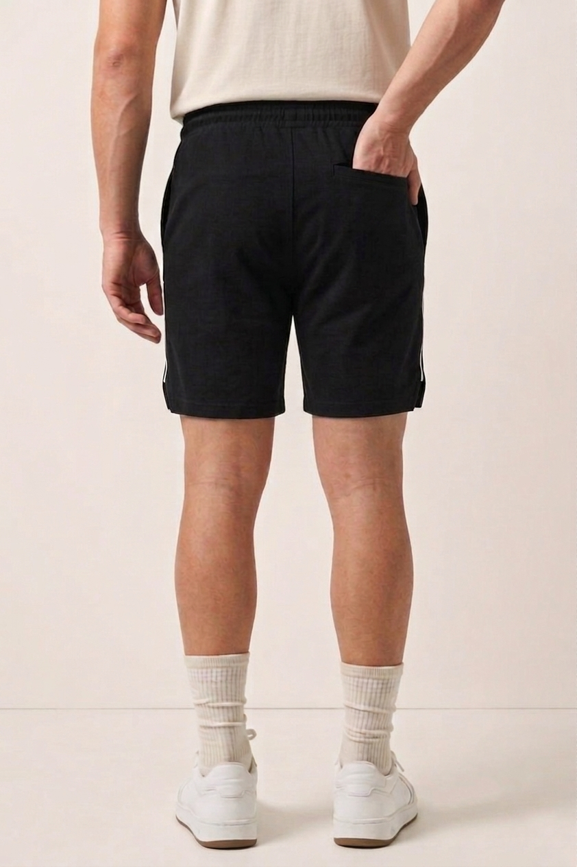 Black Striped Athleisure Shorts X4