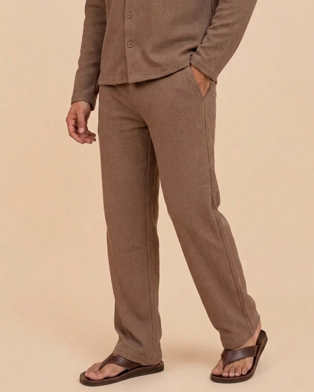 Waffle Chocolate Relaxed Fit Trouser – D13