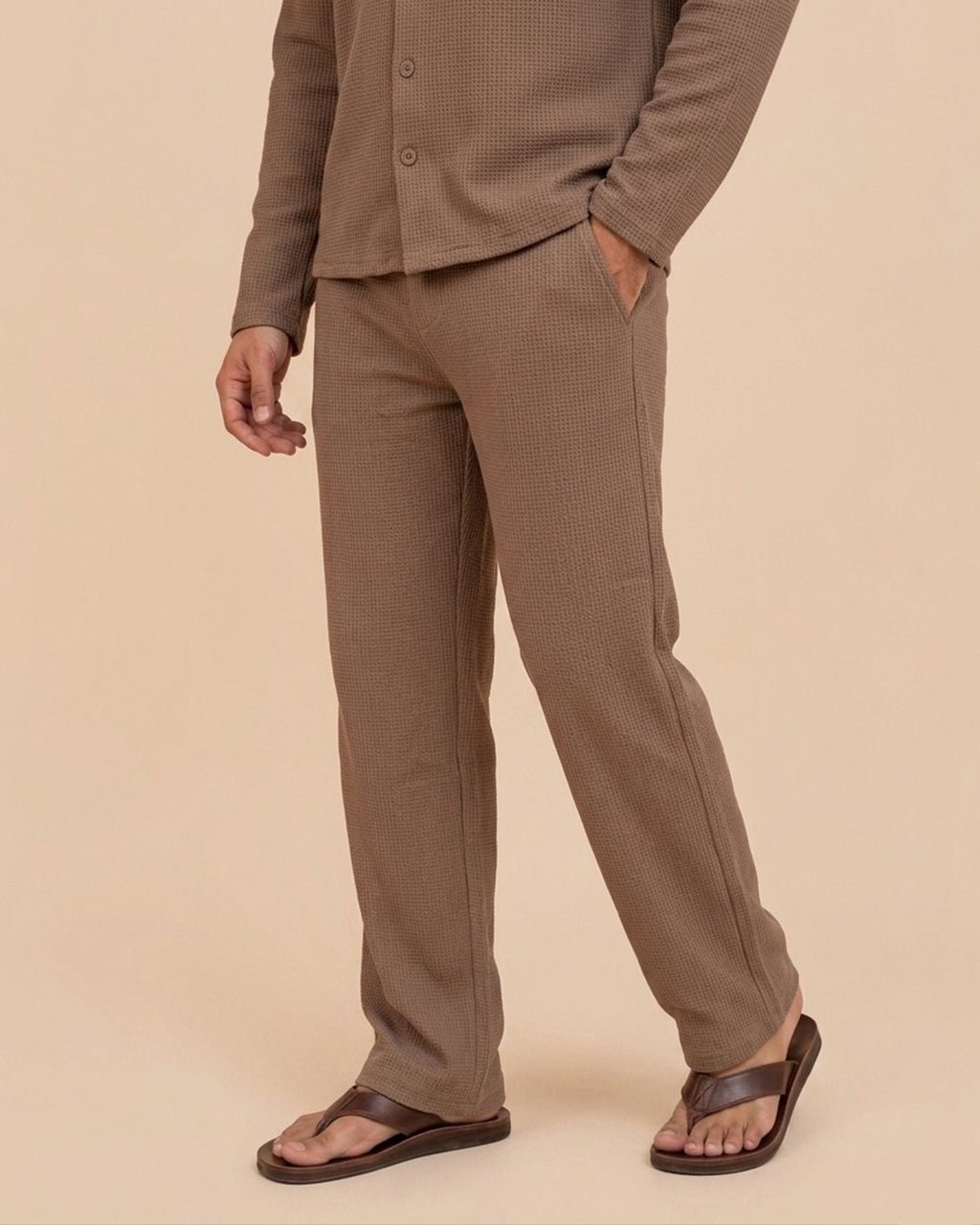 Waffle Chocolate Relaxed Fit Trouser – D13