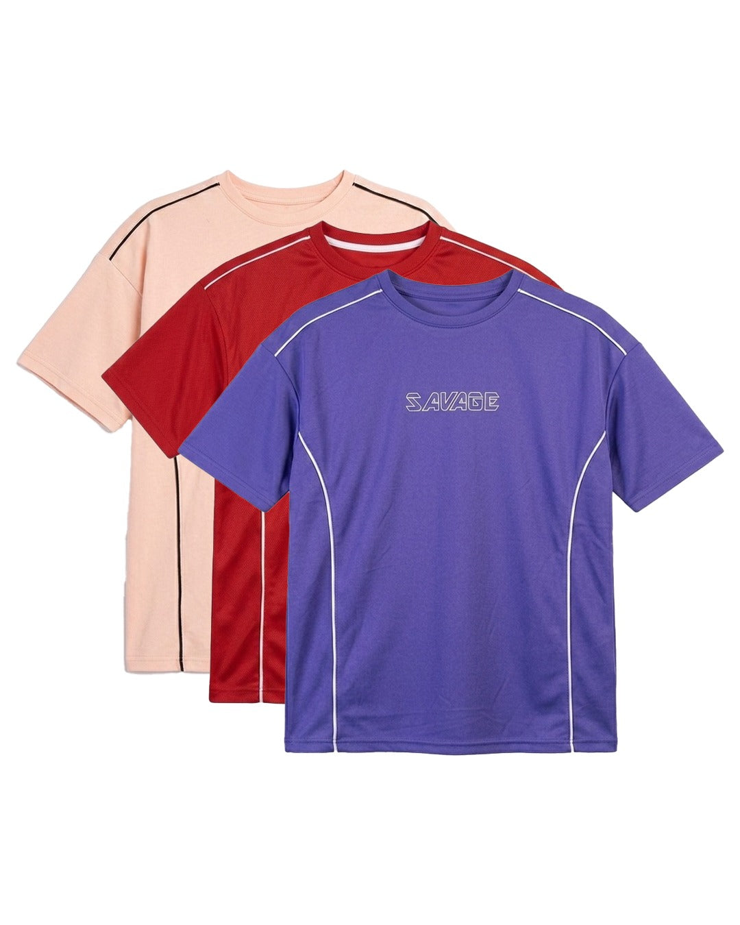 Purple, Red & Peach T-Shirt - Pack of 3