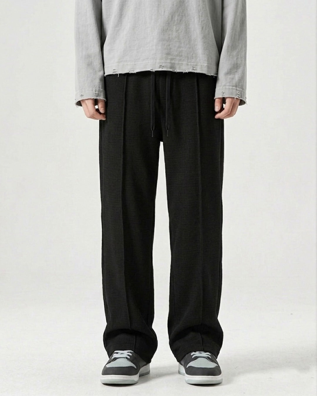 Waffle Relaxed Fit Trousers – Black D21