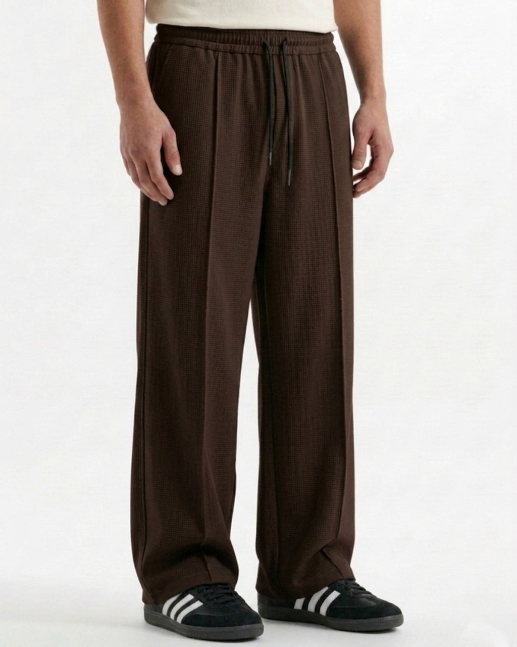 Waffle Relaxed Fit Trousers – Brown D18