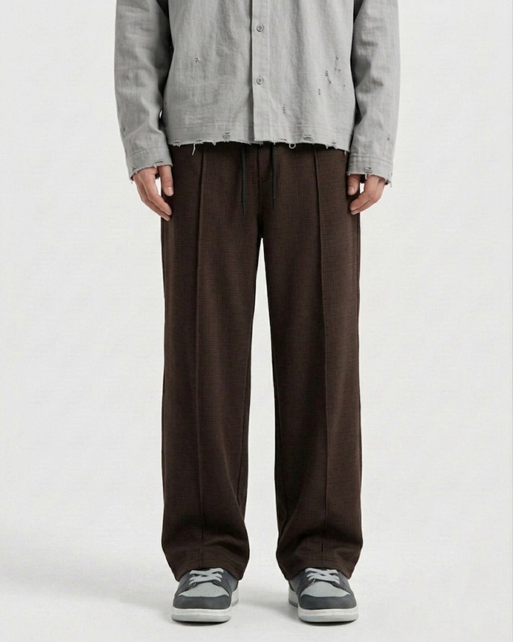 Waffle Relaxed Fit Trousers – Brown D18