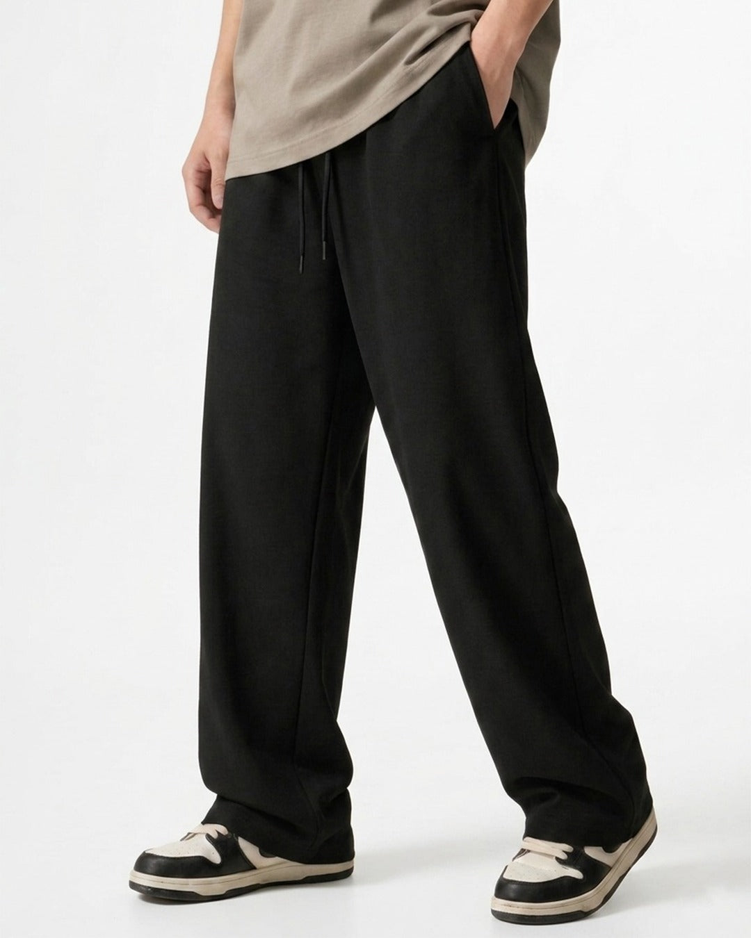 Black French Cotton Wide-Leg Trousers – D17